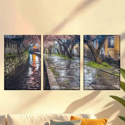 3pcs Charming Cherry Blossoms by the Water Wall Art Canvas Unframed – High Quality Print 100% Australian Made Wall Canvas - Bella Home Decor