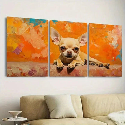 3pcs Vibrant Orange & Yellow Abstract Wall Art Set Canvas Framed 50x70cm - High Quality Print 100% Australian Made Wall Canvas Ready to Hang