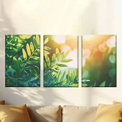 3pcs Fascinating Ferns Wall Art Set Canvas Framed 50x70cm - High Quality Print 100% Australian Made Wall Canvas Ready to Hang