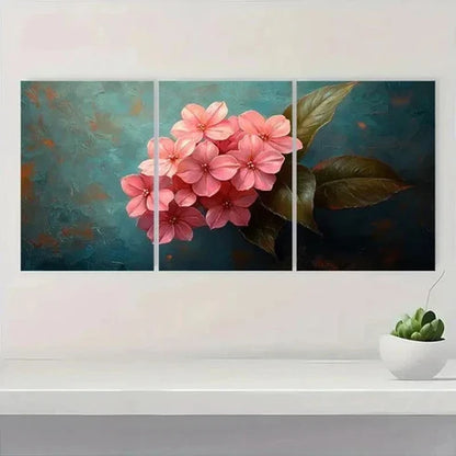 3pcs Pentas Flowers & Green Leaves  Wall Art Set Canvas Unframed - High Quality Print 100% Australian Made Wall Canvas - Bella Home Decor