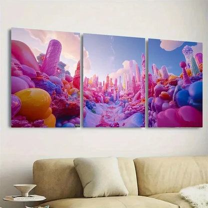 3pcs Unicorn Land Wall Art Set Canvas Framed 60x90cm - High Quality Print 100% Australian Made Wall Canvas Ready to Hang