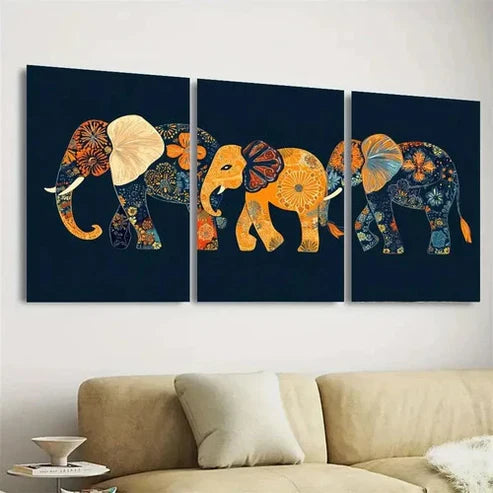 3pcs Decorative Elephants Wall Art Set Canvas Unframed – High Quality Print 100% Australian Made Wall Canvas - Bella Home Decor