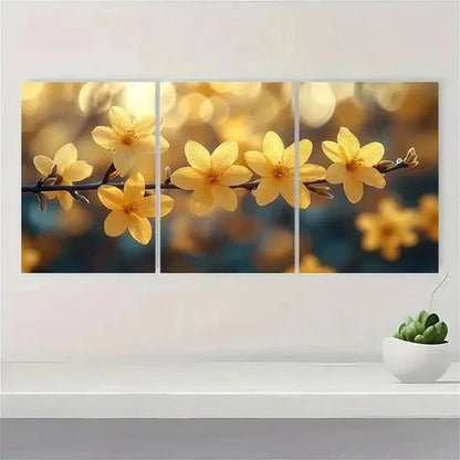 3pcs Flower Art Yellow Flower Art OL Wall Art Set Canvas Unframed - High Quality Print 100% Australian Made Wall Canvas - Bella Home Decor