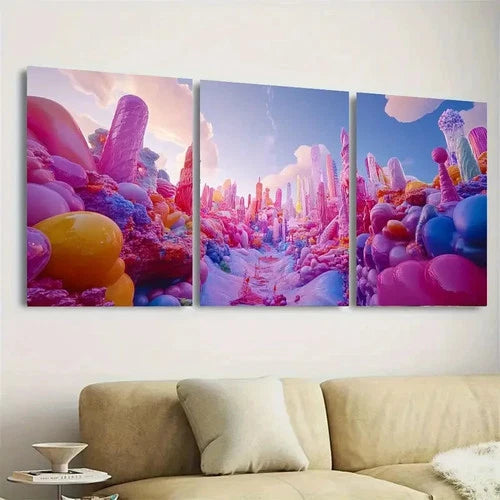 3pcs Unicorn Land Wall Art Set Canvas Framed 40x60cm - High Quality Print 100% Australian Made Wall Canvas Ready to Hang