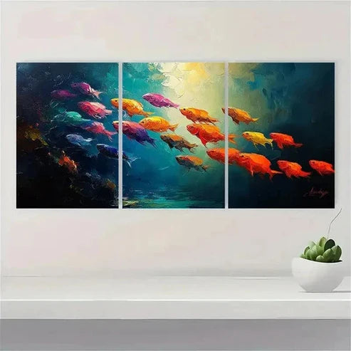 3pcs Colorful Fish Underwater World Wall Art Set Canvas Unframed - High Quality Print 100% Australian Made Wall Canvas