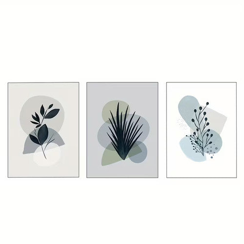 3pcs Muted Tones Of Modern Plant Life  Wall Art Set Canvas Framed 40x60cm - High Quality Print 100% Australian Made Wall Canvas Ready to Hang