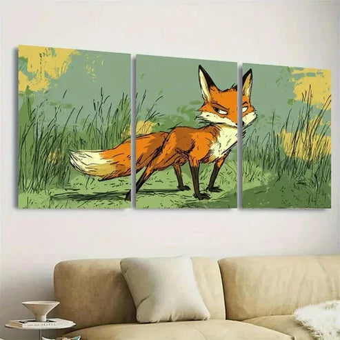 3pcs Vibrant Fox Wall Art Set Canvas Unframed - High Quality Print 100% Australian Made Wall Canvas - Bella Home Decor
