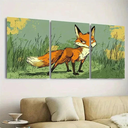 3pcs Vibrant Fox Wall Art Set Canvas Unframed - High Quality Print 100% Australian Made Wall Canvas - Bella Home Decor