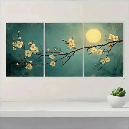 3pcs Blossoming Acacia Branches Floral Wall Art Set Canvas Unframed - High Quality Print 100% Australian Made Wall Canvas