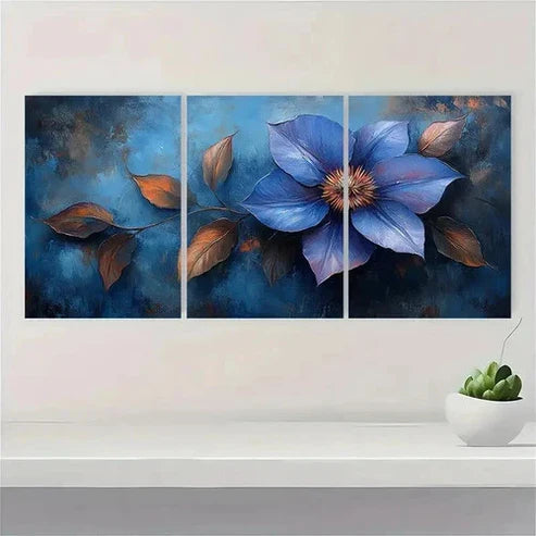 3pcs Clematis Flower Art Painting Wall Art Set Canvas Unframed - High Quality Print 100% Australian Made Wall Canvas