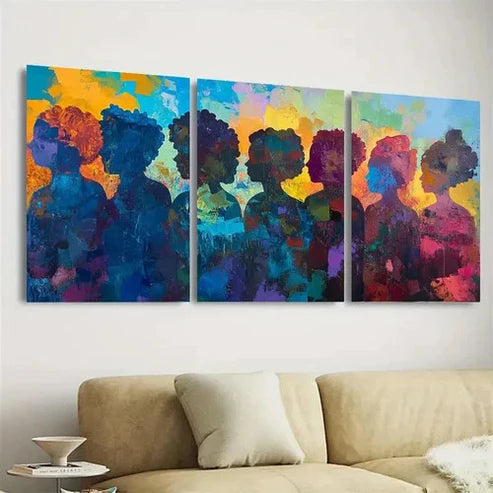 3pcs Colorful Silhouettes Wall Art Set Canvas Unframed - High Quality Print 100% Australian Made Wall Canvas - Bella Home Decor
