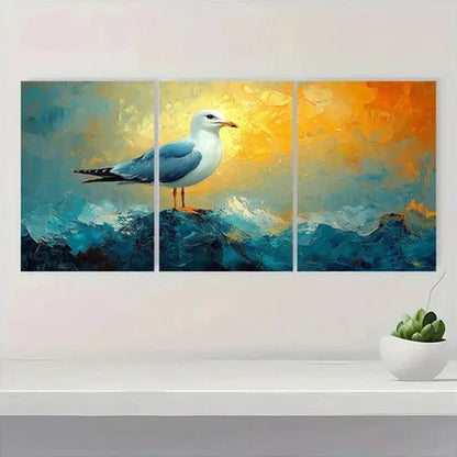 3pcs Vibrant Coastal Bird  Wall Art Set Canvas Unframed - High Quality Print 100% Australian Made Wall Canvas - Bella Home Decor