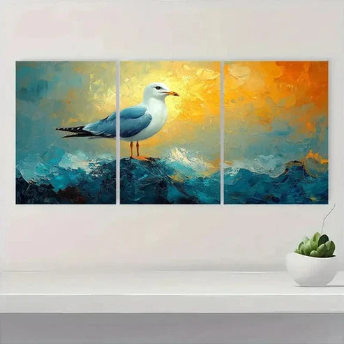 3pcs Vibrant Coastal Bird Wall Art Set Canvas Unframed - High Quality Print 100% Australian Made Wall Canvas