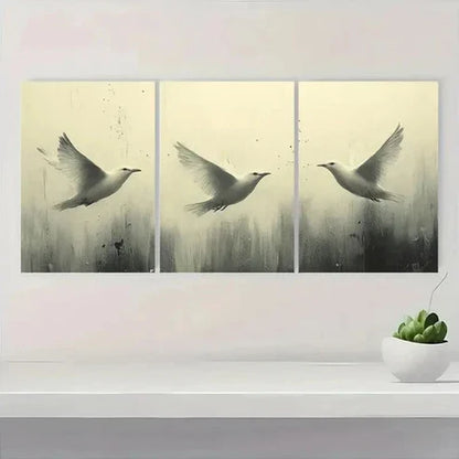 3pcs Minimalist Birds in Flight  Wall Art Set Canvas Unframed - High Quality Print 100% Australian Made Wall Canvas - Bella Home Decor