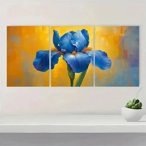 3pcs Flower Art Nature Art Iris Art Iris Wall Art Set Canvas Unframed - High Quality Print 100% Australian Made Wall Canvas - Bella Home Decor