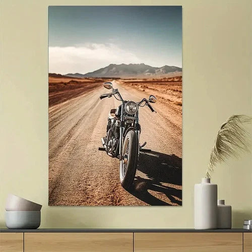 Vintage Motorcycle Classic Ride Minimal Style Art Poster 40x60cm Metal Print Ready to Hang - Bella Home Decor