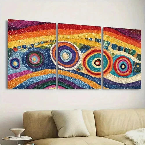 3pcs Vibrant Abstract Aboriginal Wall Art Set Canvas Framed 50x70cm - High Quality Print 100% Australian Made Wall Canvas Ready to Hang