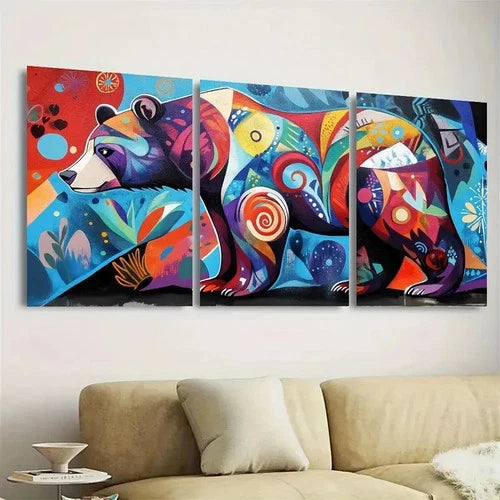 3pcs Bear Graffiti Wall Art Set Canvas Framed 60x90cm - High Quality Print 100% Australian Made Wall Canvas Ready to Hang - Bella Home Decor