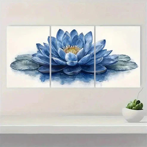 3pcs Waterlily Watercolor Art Prints  Wall Art Set Canvas Unframed - High Quality Print 100% Australian Made Wall Canvas - Bella Home Decor