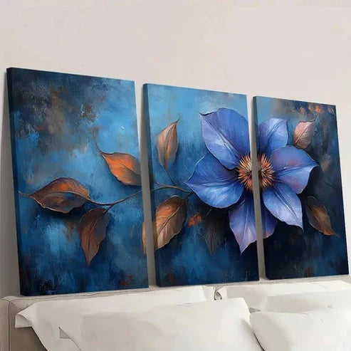 3pcs Clematis Flower Art Painting Wall Art Set Canvas Unframed - High Quality Print 100% Australian Made Wall Canvas