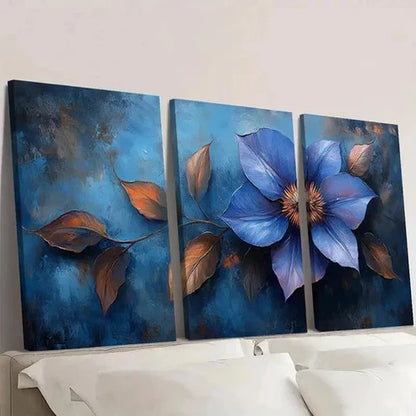 3pcs Clematis Flower Art Painting Wall Art Set Canvas Unframed - High Quality Print 100% Australian Made Wall Canvas
