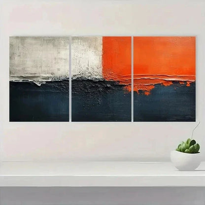 3pcs Beige & Orange Accents, Minimalist ModerNO  Wall Art Set Canvas Framed 50x70cm - High Quality Print 100% Australian Made Wall Canvas Ready to Hang - Bella Home Decor