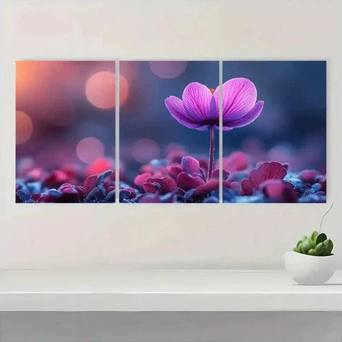 3pcs Cyclamen Print Flower Painting Wall Art Set Canvas Unframed - High Quality Print 100% Australian Made Wall Canvas