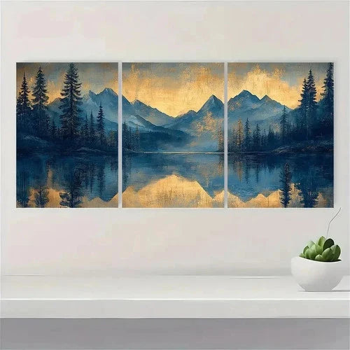 3pcs Abstract Texture Mountain and Forest M   Wall Art Set Canvas Framed 40x60cm - High Quality Print 100% Australian Made Wall Canvas Ready to Hang - Bella Home Decor