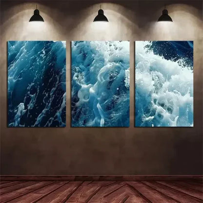 3pcs Oil Painting Waves Aerial View Wall Art Set Canvas Unframed - High Quality Print 100% Australian Made Wall Canvas