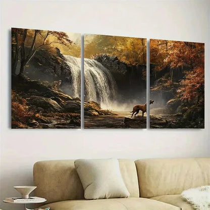 3pcs Serene Autumn Forest Wall Art Set Canvas Unframed - High Quality Print 100% Australian Made Wall Canvas - Bella Home Decor