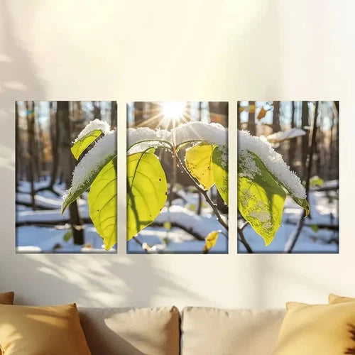 3pcs Attractive Leaves in the Sun Wall Art Set Canvas Framed 40x60cm - High Quality Print 100% Australian Made Wall Canvas Ready to Hang - Bella Home Decor