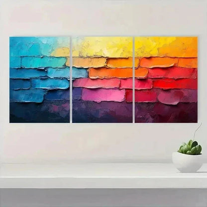3pcs Vibrant Colorful Texture Wall Art Set Canvas Unframed - High Quality Print 100% Australian Made Wall Canvas - Bella Home Decor