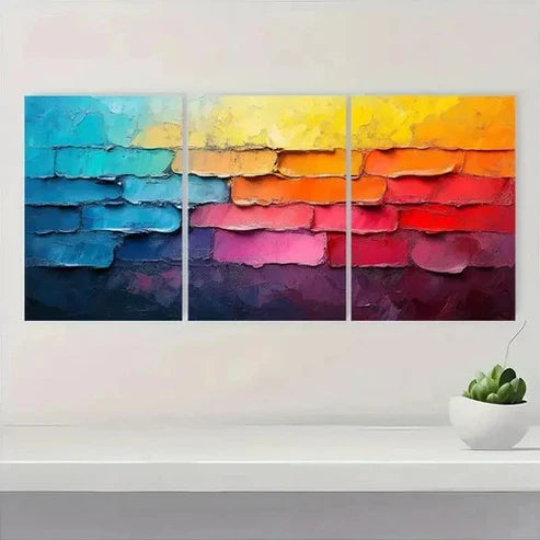 3pcs Vibrant Colorful Texture Wall Art Set Canvas Unframed - High Quality Print 100% Australian Made Wall Canvas
