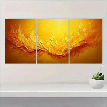 3pcs Yellow Painting Abstract Art F Wall Art Set Canvas Framed 40x60cm - High Quality Print 100% Australian Made Wall Canvas Ready to Hang - Bella Home Decor