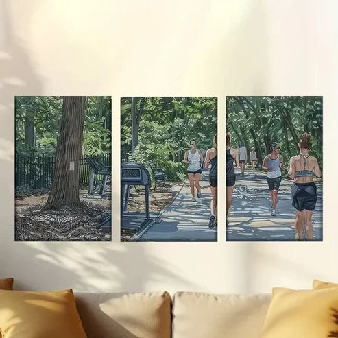 3pcs Fitness People in the Park Wall Art Canvas Unframed – High Quality Print 100% Australian Made Wall Canvas