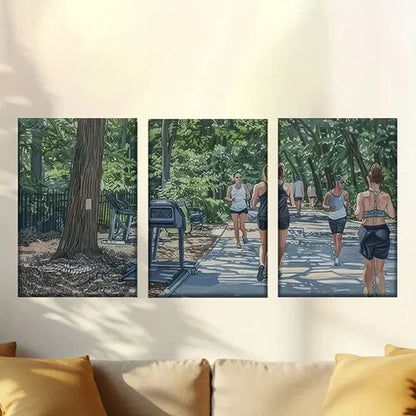 3pcs Fitness People in the Park Wall Art Canvas Unframed – High Quality Print 100% Australian Made Wall Canvas