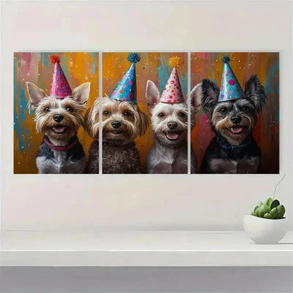 3pcs Hats Fine Art Print Dog Art Wall Art Set Canvas Unframed - High Quality Print 100% Australian Made Wall Canvas