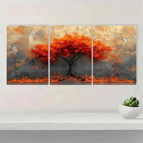 3pcs Autumn Tree Seasonal Fall Decor Art Wall Art Set Canvas Unframed - High Quality Print 100% Australian Made Wall Canvas