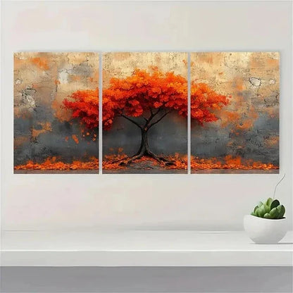 3pcs Autumn Tree Seasonal Fall Decor Art Wall Art Set Canvas Unframed - High Quality Print 100% Australian Made Wall Canvas