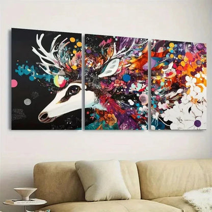 3pcs Elegant Party Animal Wall Art Set Canvas Framed 50x70cm - High Quality Print 100% Australian Made Wall Canvas Ready to Hang