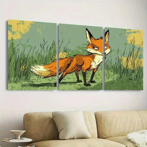 3pcs Vibrant Fox Wall Art Set Canvas Framed 40x60cm - High Quality Print 100% Australian Made Wall Canvas Ready to Hang