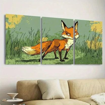 3pcs Vibrant Fox Wall Art Set Canvas Framed 40x60cm - High Quality Print 100% Australian Made Wall Canvas Ready to Hang
