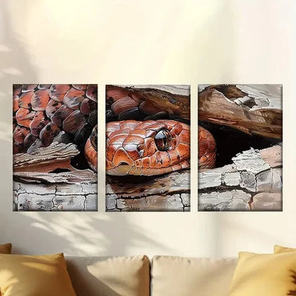 3pcs Fascinating Red Python Wall Art Canvas Unframed – High Quality Print 100% Australian Made Wall Canvas