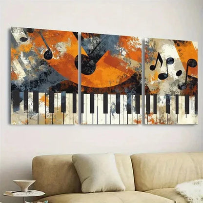 3pcs Music Keys Wall Art Set Canvas Unframed - High Quality Print 100% Australian Made Wall Canvas - Bella Home Decor