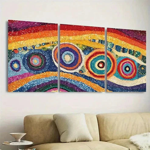3pcs Vibrant Abstract Aboriginal Wall Art Set Canvas Unframed - High Quality Print 100% Australian Made Wall Canvas - Bella Home Decor