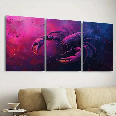 3pcs Vibrant Scorpio Zodiac Wall Art Set Canvas Unframed - High Quality Print 100% Australian Made Wall Canvas - Bella Home Decor