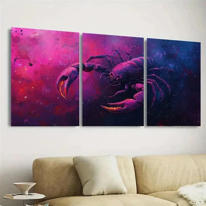 3pcs Vibrant Scorpio Zodiac Wall Art Set Canvas Unframed - High Quality Print 100% Australian Made Wall Canvas - Bella Home Decor