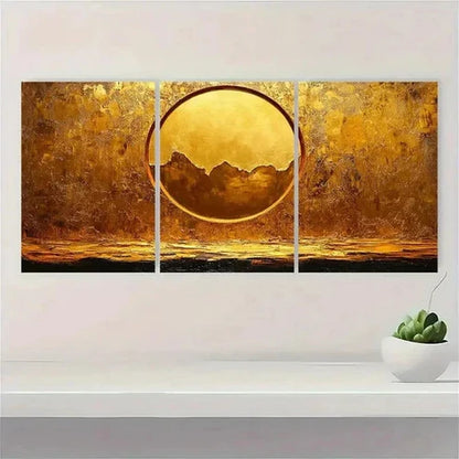3pcs Original Golden Circle  Wall Art Set Canvas Unframed - High Quality Print 100% Australian Made Wall Canvas - Bella Home Decor