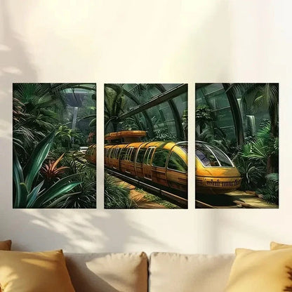 3pcs Tramway in Greenhouse Wall Art Set Canvas Framed 40x60cm - High Quality Print 100% Australian Made Wall Canvas Ready to Hang