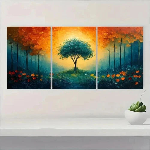 3pcs Original Green Tree Painting LO  Wall Art Set Canvas Framed 40x60cm - High Quality Print 100% Australian Made Wall Canvas Ready to Hang